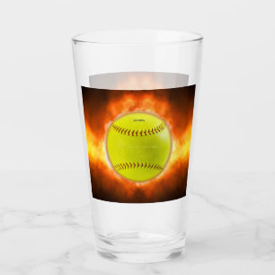 SlipperyJoe's gelber Softball-Feuerball Flammen ra Glas
