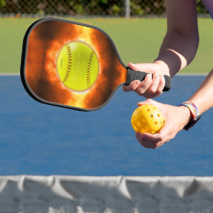 SlipperyJoe's gelber Softball-Feuerball Flammen ra Pickleball Schläger