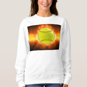 SlipperyJoe's gelber Softball-Feuerball Flammen ra Sweatshirt