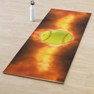 SlipperyJoe's gelber Softball-Feuerball Flammen ra Yogamatte