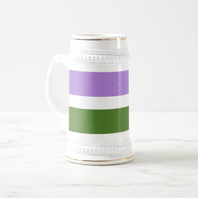 SlipperyJoe's Genderqueer Pride Fahnen Farben non- Bierglas (Vorderseite Links)