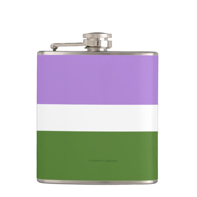 SlipperyJoe's Genderqueer Pride Fahnen Farben non- Flachmann (Vorderseite)