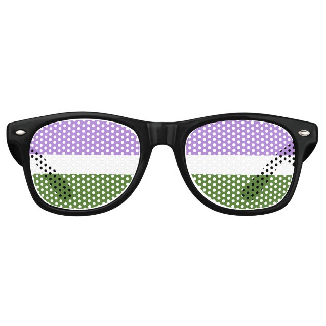 SlipperyJoe's Genderqueer Pride Fahnen Farben non- Partybrille (Vorderseite)