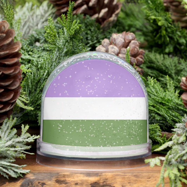 SlipperyJoe's Genderqueer Pride Fahnen Farben non- Schneekugeln (Winter)