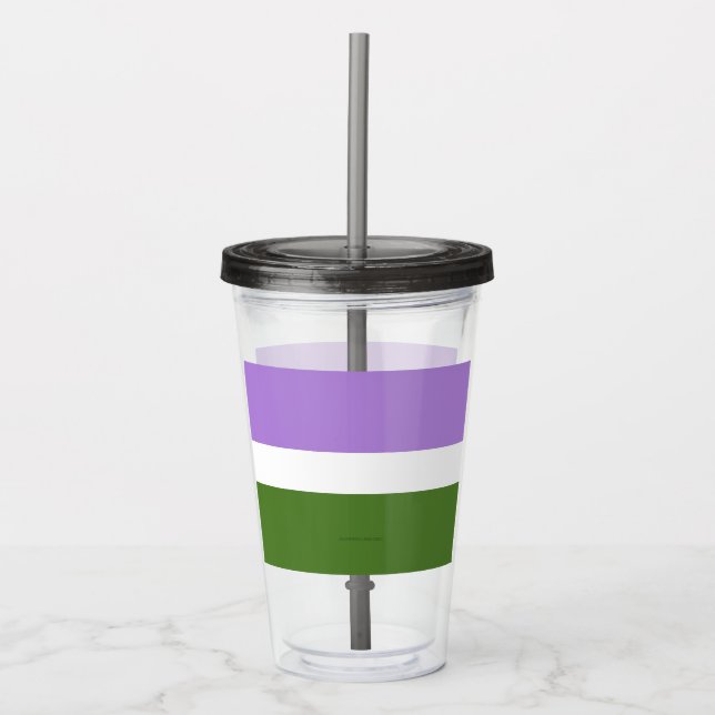SlipperyJoe's Genderqueer Pride Flag Farben Non-bi Acryltrinkbecher (Vorderseite)