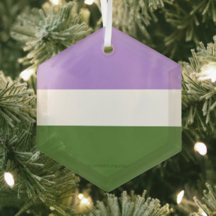 SlipperyJoe's Genderqueer Pride Flag Farben Non-bi Ornament Aus Glas