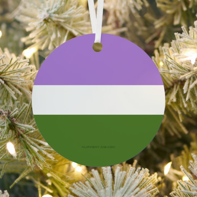 SlipperyJoe's Genderqueer Pride Flag Farben Non-bi Ornament Aus Metall (InSitu)