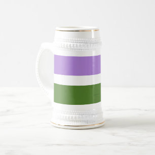 SlipperyJoe's genderqueere Pride-Flagge Lavendelbl Bierglas