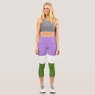 SlipperyJoe's genderqueere Pride-Flagge Lavendelbl Capri Leggings