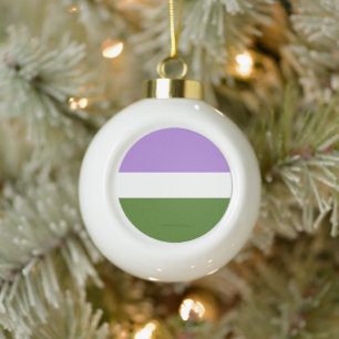 SlipperyJoe's genderqueere Pride-Flagge Lavendelbl Keramik Kugel-Ornament