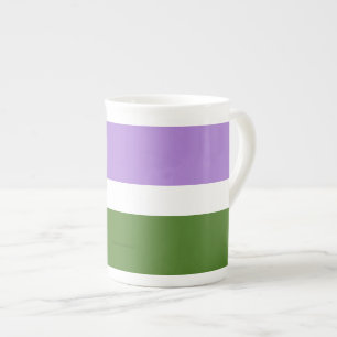 SlipperyJoe's genderqueere Pride-Flagge Lavendelbl Prozellantasse