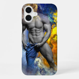 SlipperyJoe's Graustufen-Männerkörper-Figur gelb iPhone 16 Plus Hülle