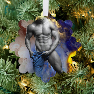 SlipperyJoe's Graustufen-Männerkörper-Figur gelb Ornament Karte