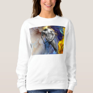 SlipperyJoe's Graustufen-Männerkörper-Figur gelb Sweatshirt