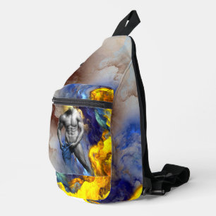 SlipperyJoe's Graustufen-Männerkörperphysik schrei Crossbody Bag