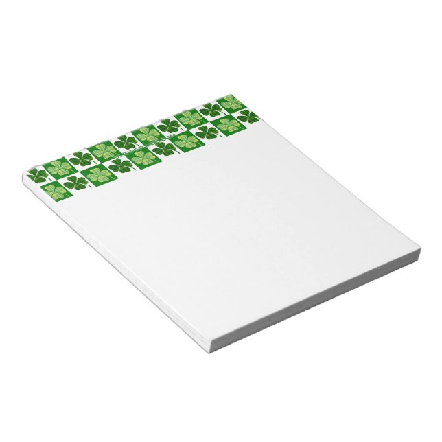 SlipperyJoe's grüne vierblättrige Klee Saint Patri Notizblock (angewinkelt)