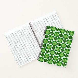 SlipperyJoe's grüne vierblättrige Kleeblätter Sain Notizbuch