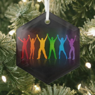 SlipperyJoe's Gruppenmitglieder, die Hände bilden Ornament Aus Glas
