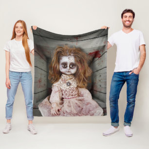 SlipperyJoe's gruselige Puppe blass Gesicht grusel Fleecedecke