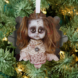 SlipperyJoe's gruselige Puppe blass Gesicht grusel Ornament Karte