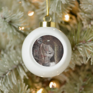 SlipperyJoe's Halloween durchsichtiger Geistermann Keramik Kugel-Ornament