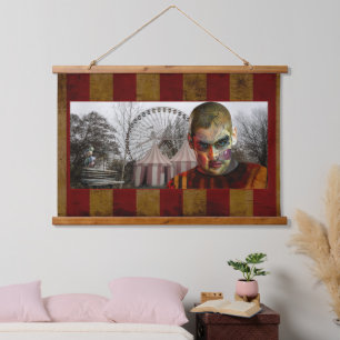 SlipperyJoe's Halloween gruseliger Mann-Puppe surr Wandteppich Mit Holzrahmen
