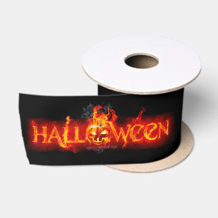 SlipperyJoe's Halloween riesige feurige Beschriftu Satinband