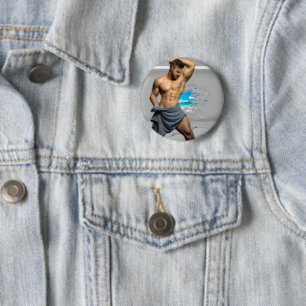 SlipperyJoe's Handtuch gebrochen, weiße Ziegelwand Button