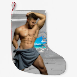 SlipperyJoe's Handtuch gebrochen, weiße Ziegelwand Kleiner Weihnachtsstrumpf