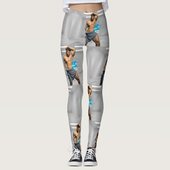 SlipperyJoe's Handtuch gebrochen, weiße Ziegelwand Leggings (Vorderseite)