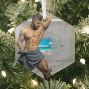 SlipperyJoe's Handtuch gebrochen, weiße Ziegelwand Ornament Aus Glas