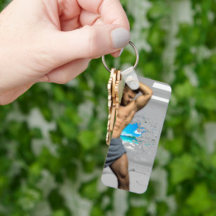 SlipperyJoe's Handtuch gebrochen, weiße Ziegelwand Schlüsselanhänger