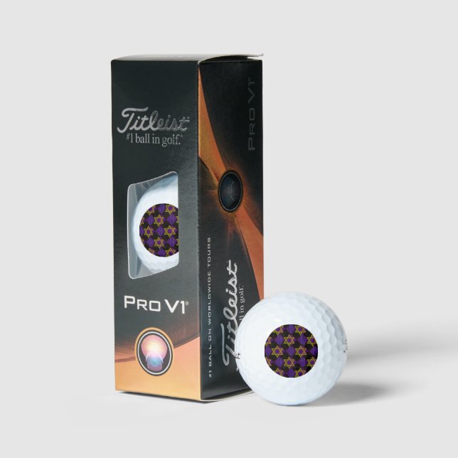 SlipperyJoe's Hanukkah-themed image golden yellow  Golfball (Verpackung)