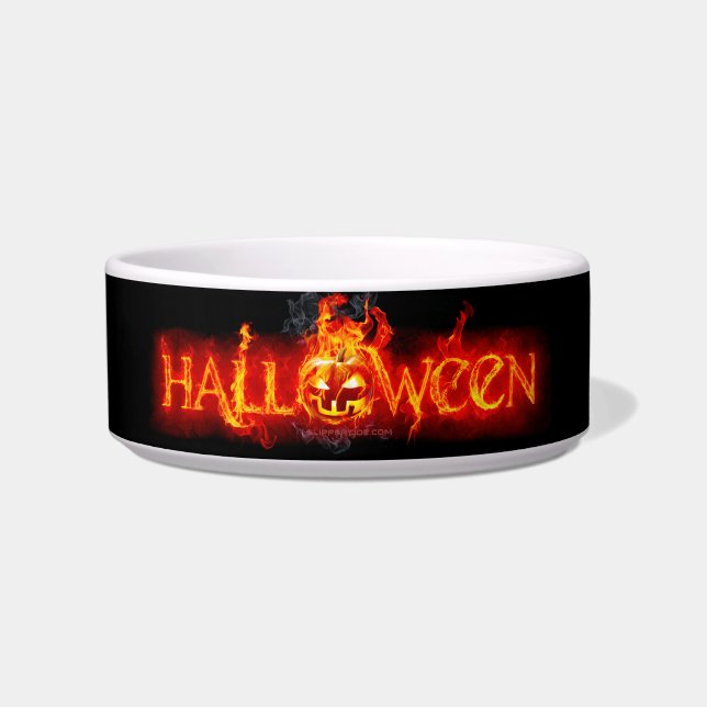 SlipperyJoe's Happy Halloween Kürbis glühende Auge Napf (Vorderseite)