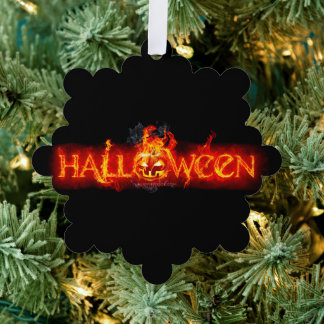 SlipperyJoe's Happy Halloween Kürbis glühende Auge Ornament Karte