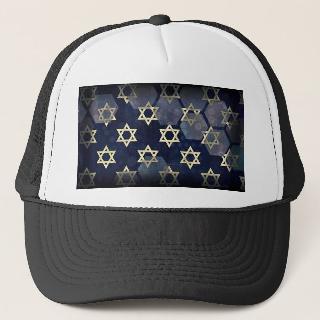 SlipperyJoe's Happy Hanukkah Multiple Star von Dav Truckerkappe (Vorderseite)