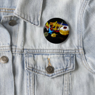 SlipperyJoe's Happy Hanukkah Star von David Coin m Button