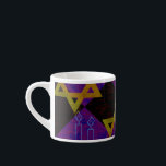 SlipperyJoe's Happy Hanukkah Star von David menora Espressotasse<br><div class="desc">SlipperyJoe's Happy Hanukkah Star von David menorah Dreidel künstlerische Feier Candles Jüdische Hebräische Chanukah Schenkungen Dekorationen Judaismus Religionskultur religiöse Praktiken Traditionen geometrische symbolische Gestaltungstiefe Kontrast Ordnung Symmetrie</div>