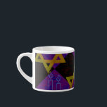 SlipperyJoe's Happy Hanukkah Star von David menora Espressotasse<br><div class="desc">SlipperyJoe's Happy Hanukkah Star von David menorah Dreidel künstlerische Feier Candles Jüdische Hebräische Chanukah Schenkungen Dekorationen Judaismus Religionskultur religiöse Praktiken Traditionen geometrische symbolische Gestaltungstiefe Kontrast Ordnung Symmetrie</div>