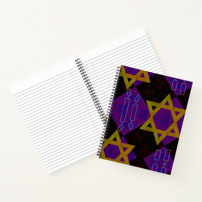SlipperyJoe's Happy Hanukkah Star von David menora Notizbuch (Innenseite)