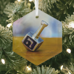 SlipperyJoe's Happy Hanukkah vierseitige Spinnerei Ornament Aus Glas