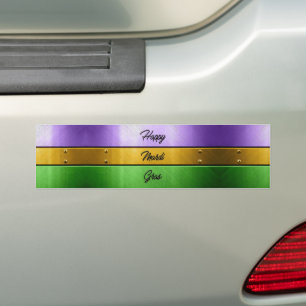 SlipperyJoe's Happy Mardi Gras lila goldgrün b Autoaufkleber