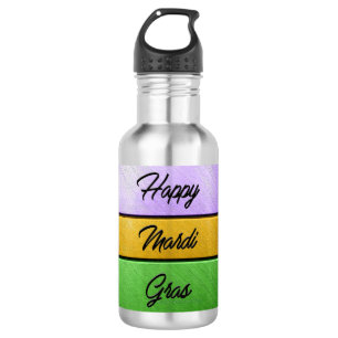 SlipperyJoe's Happy Mardi Gras lila goldgrün b Edelstahlflasche