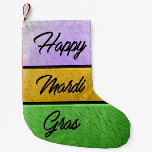 SlipperyJoe's Happy Mardi Gras lila goldgrün b Kleiner Weihnachtsstrumpf