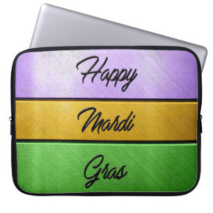 SlipperyJoe's Happy Mardi Gras lila goldgrün b Laptopschutzhülle