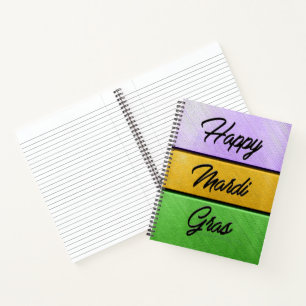 SlipperyJoe's Happy Mardi Gras lila goldgrün b Notizbuch