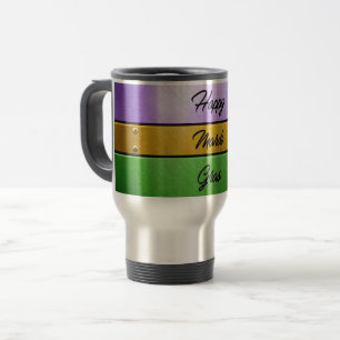 SlipperyJoe's Happy Mardi Gras lila goldgrün b Reisebecher