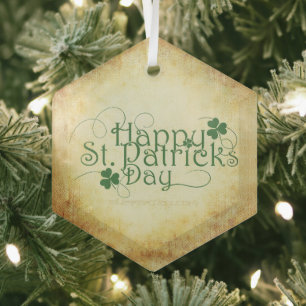 SlipperyJoe's Happy St. Patrick's Day Iris Ornament Aus Glas