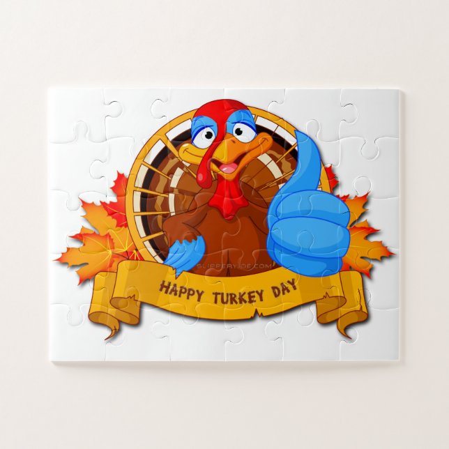 SlipperyJoe's Happy Turkey Day Herbstblätter Türki (Horizontal)