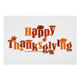 SlipperyJoe's helle festliche Thanksgiving-Grafik Poster